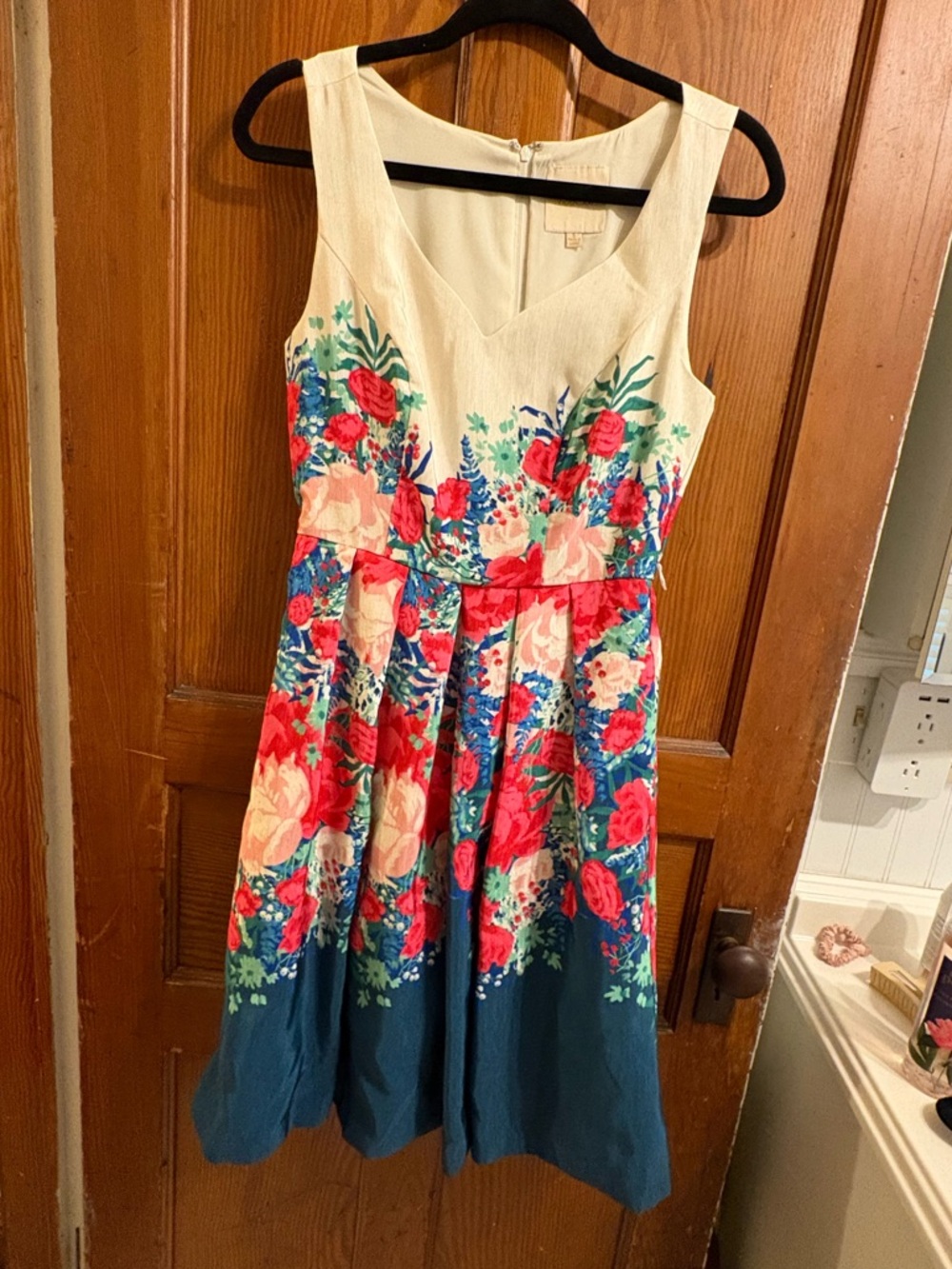 ModCloth Cream Sleeveless Fit & Flare Dress